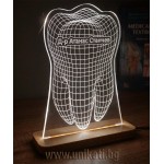 3D лед лампа зъб и име на доктор - Подарък за зъболекар